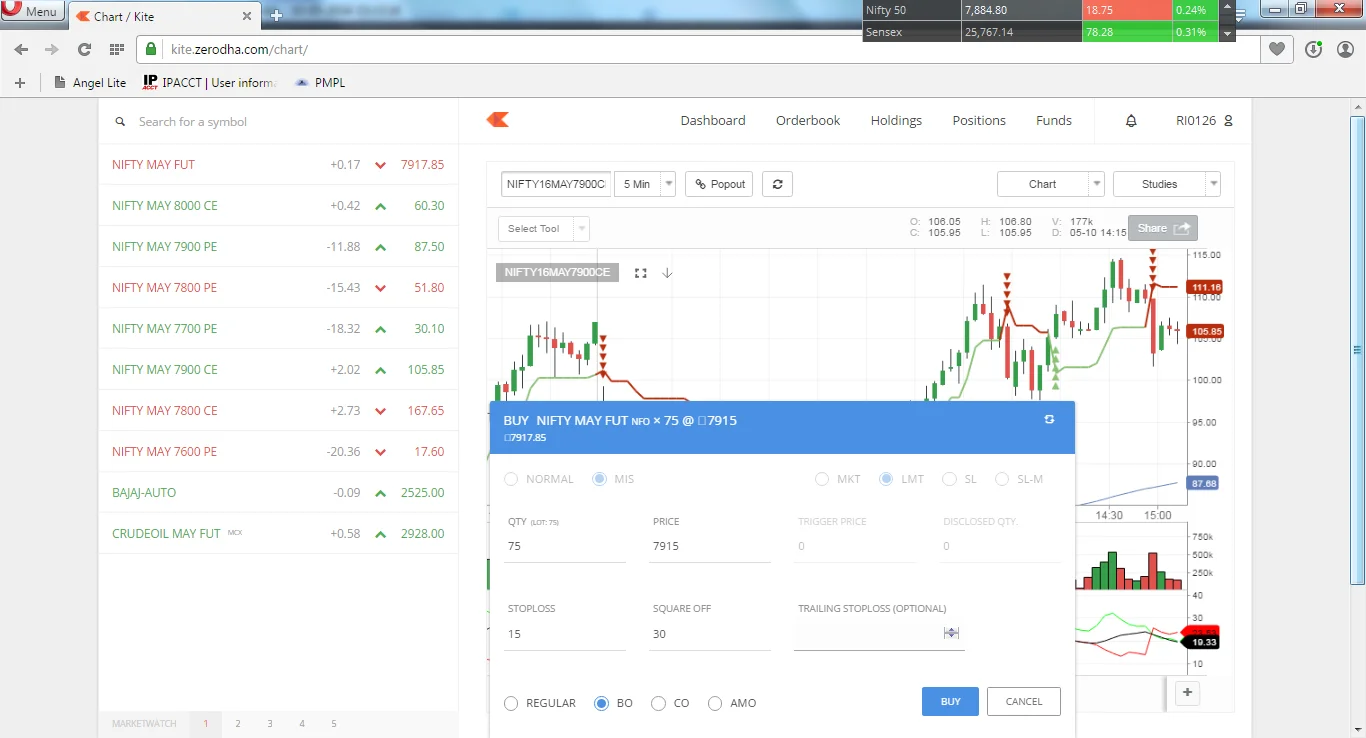 zerodha kite Bracket Order