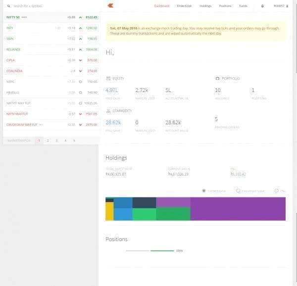 Zerodha Kite Dashboard
