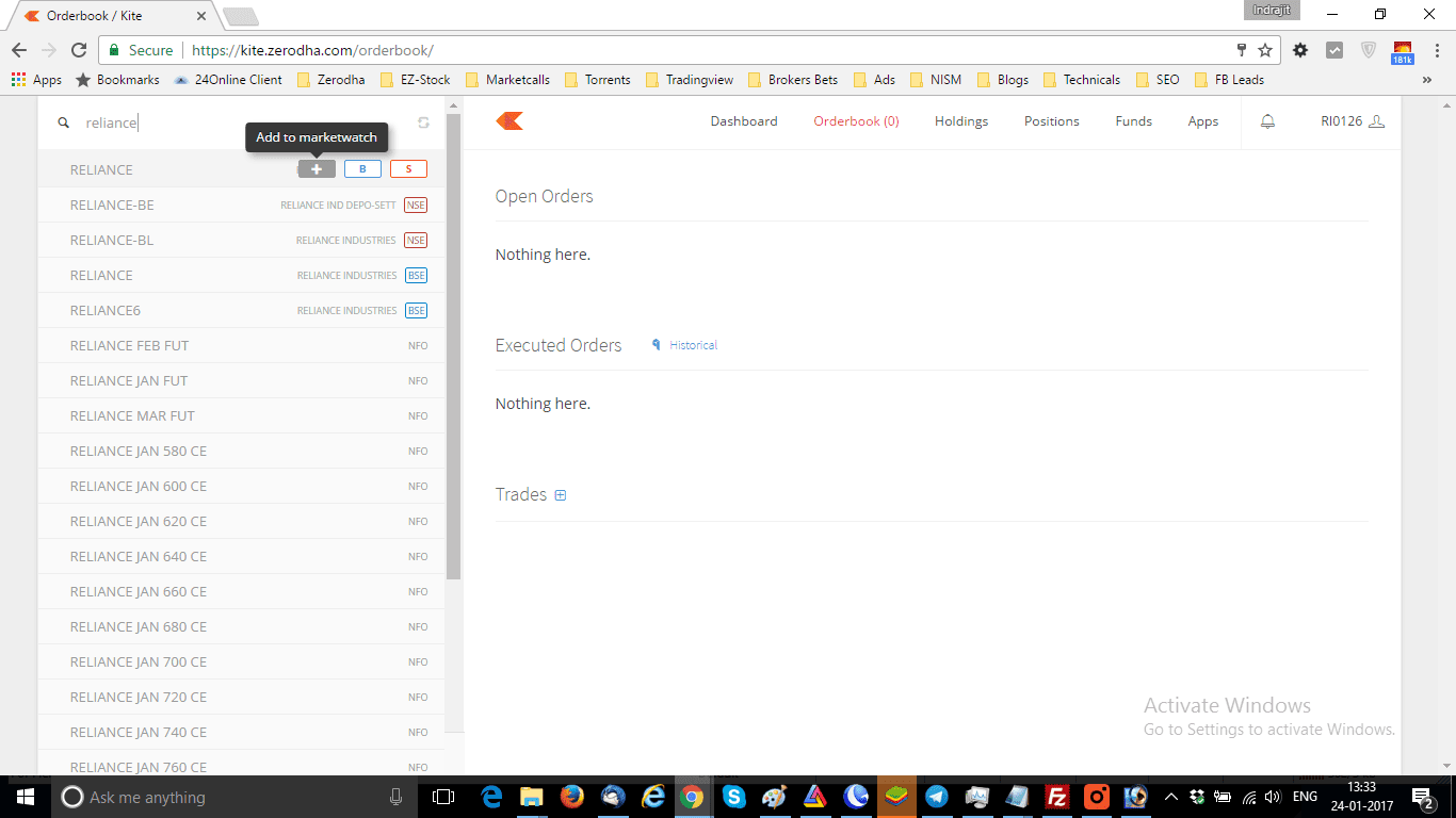 Zerodha-Kite-Market-Watch