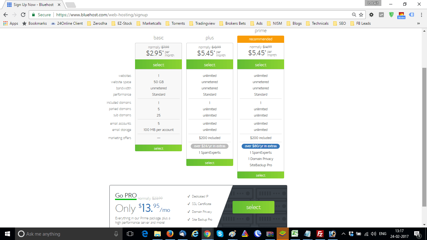 Bluehost Prime OR Pro