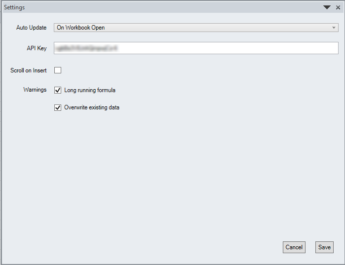 Quandl Excel API