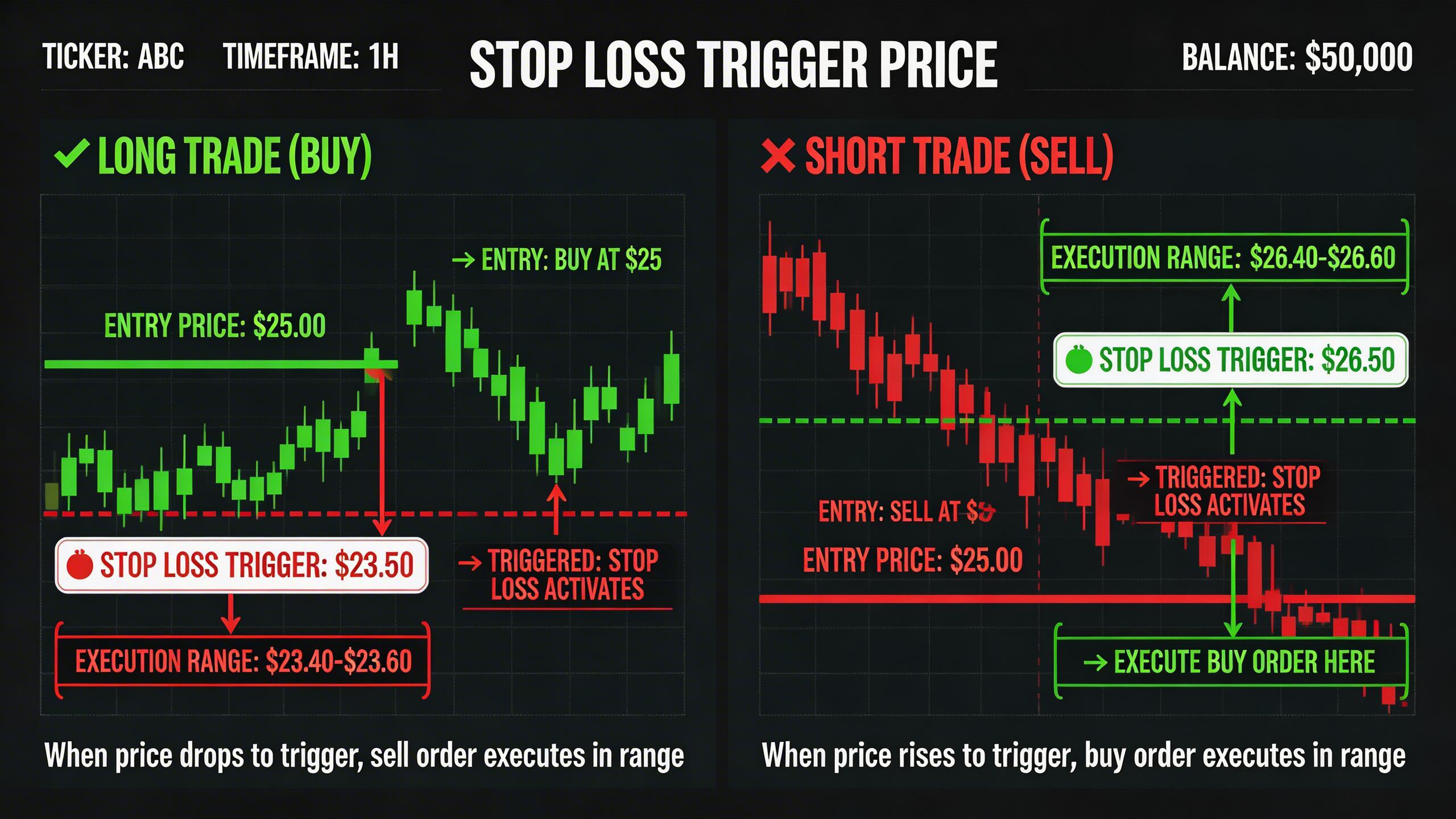 Stop loss trigger price meaning explained with example and chart