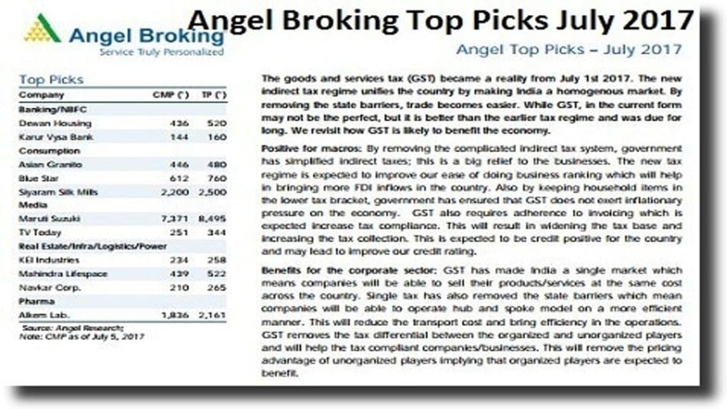 Angel broking top picks july 2017