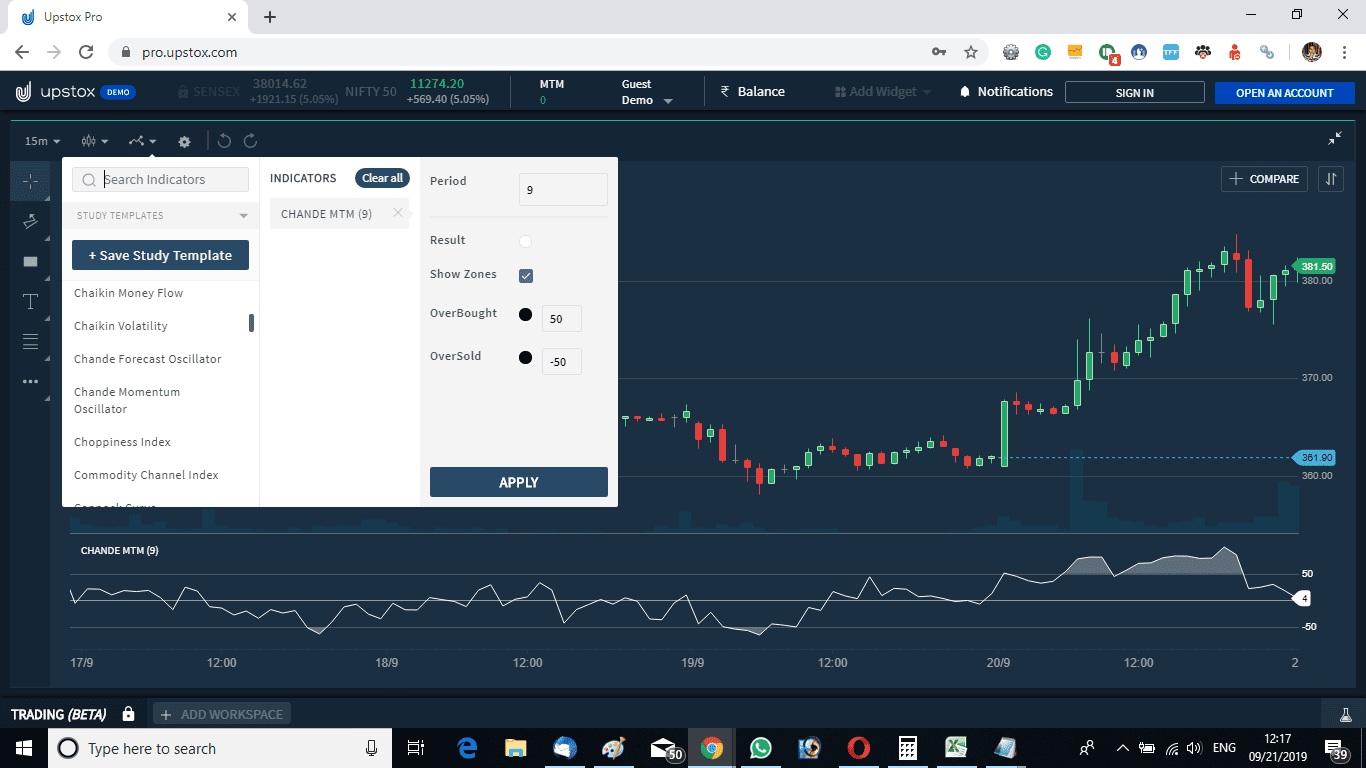 Chande Momentum Oscillator Upstox