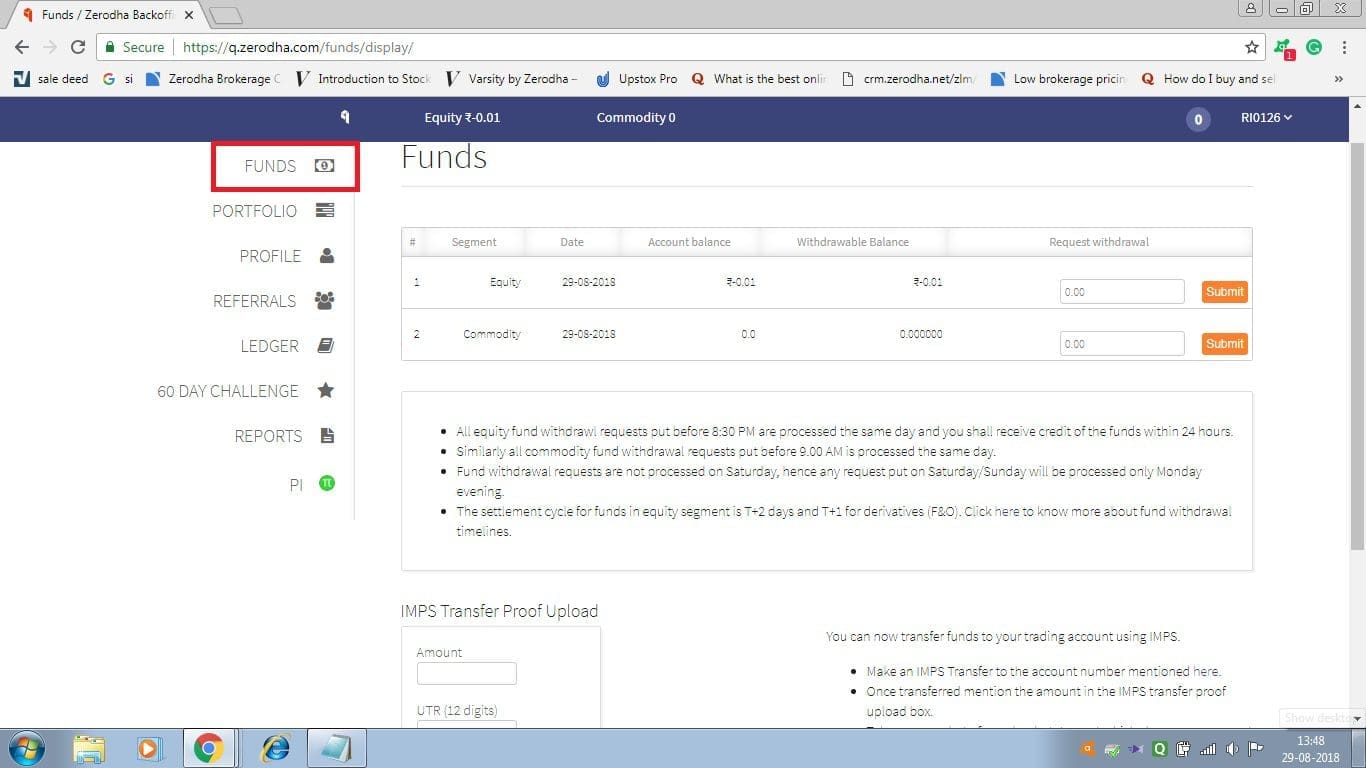 Q Backoffice Funds Section
