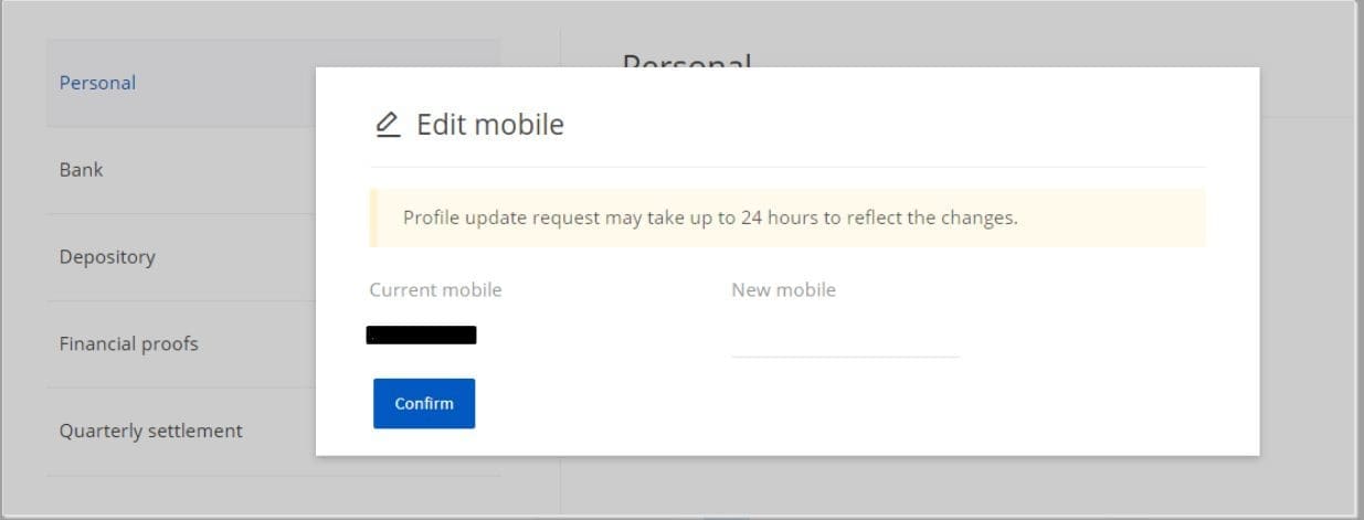 Change Mobile Number in Zerodha