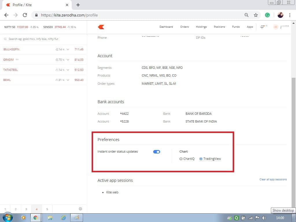 Tradingview Charts in Zerodha Kite