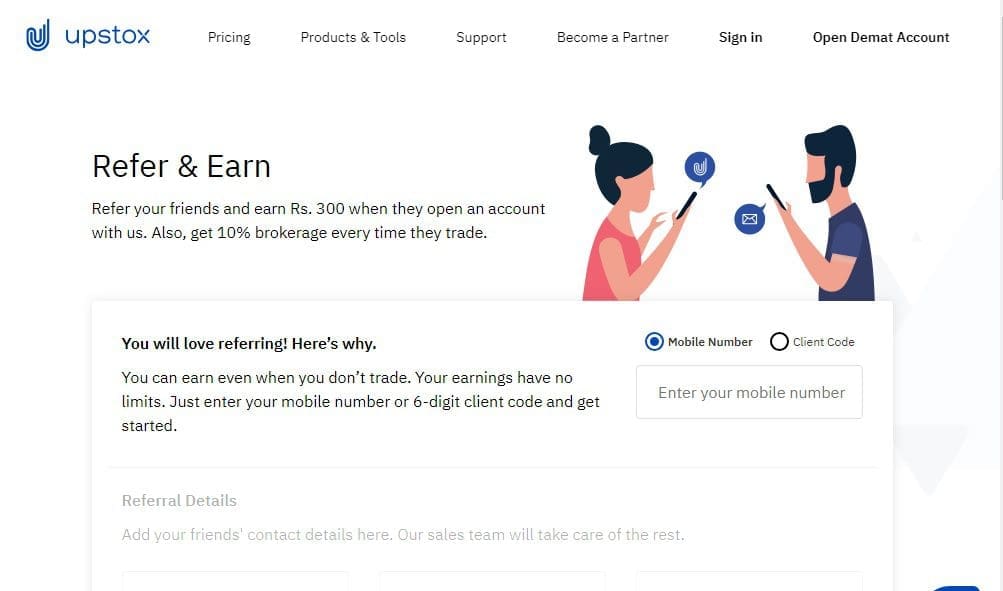 Upstox Referral Facility