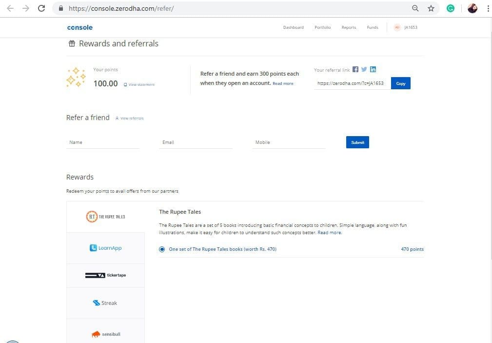 Referral Benefits in Zerodha