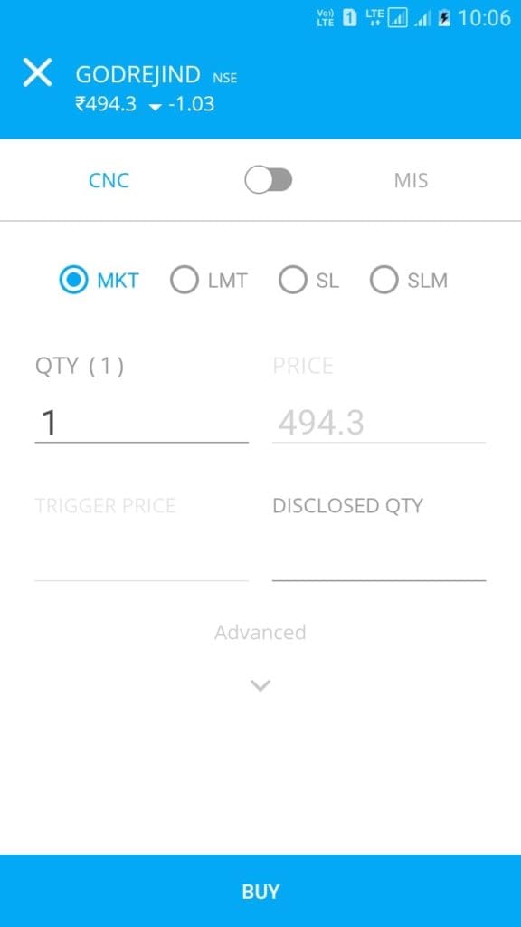 Zerodha kite order