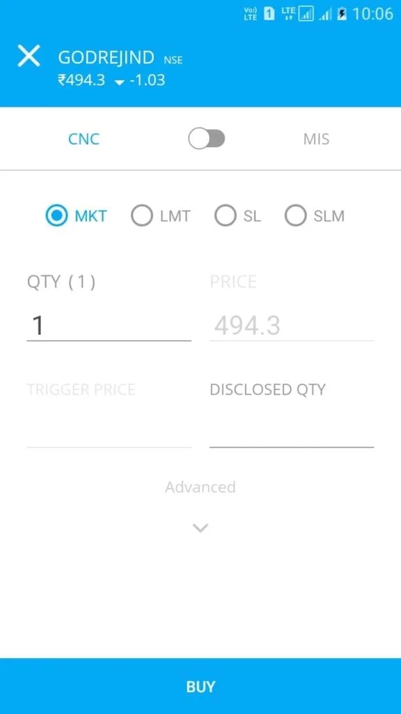 Zerodha Kite Orders