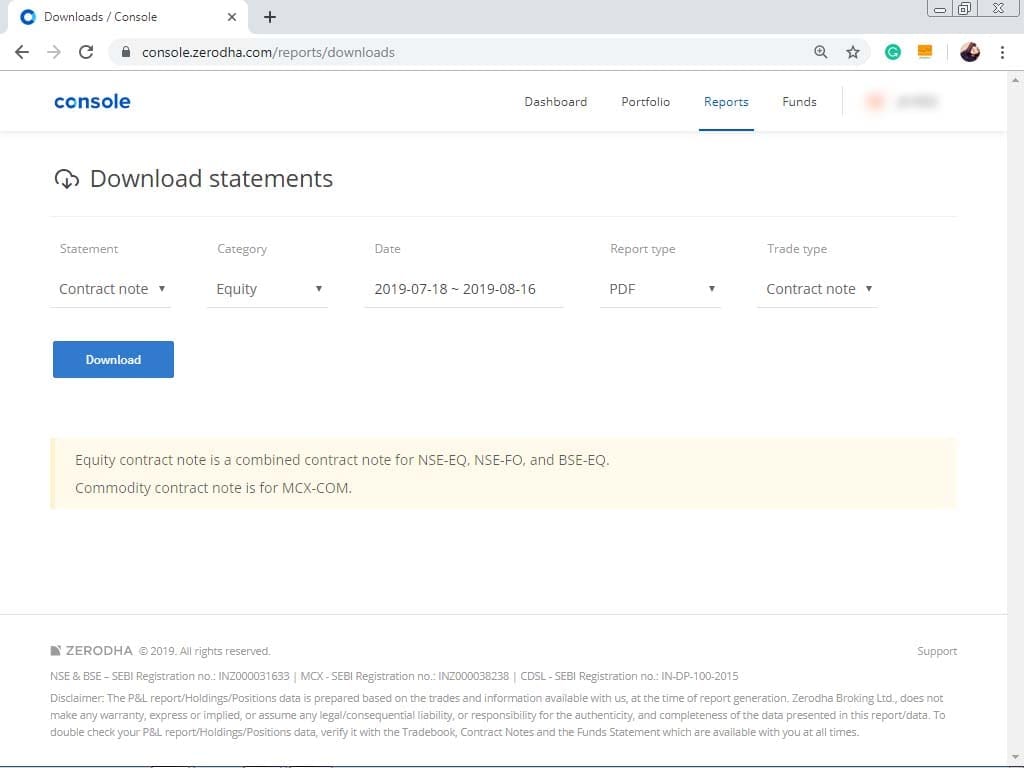 Download console