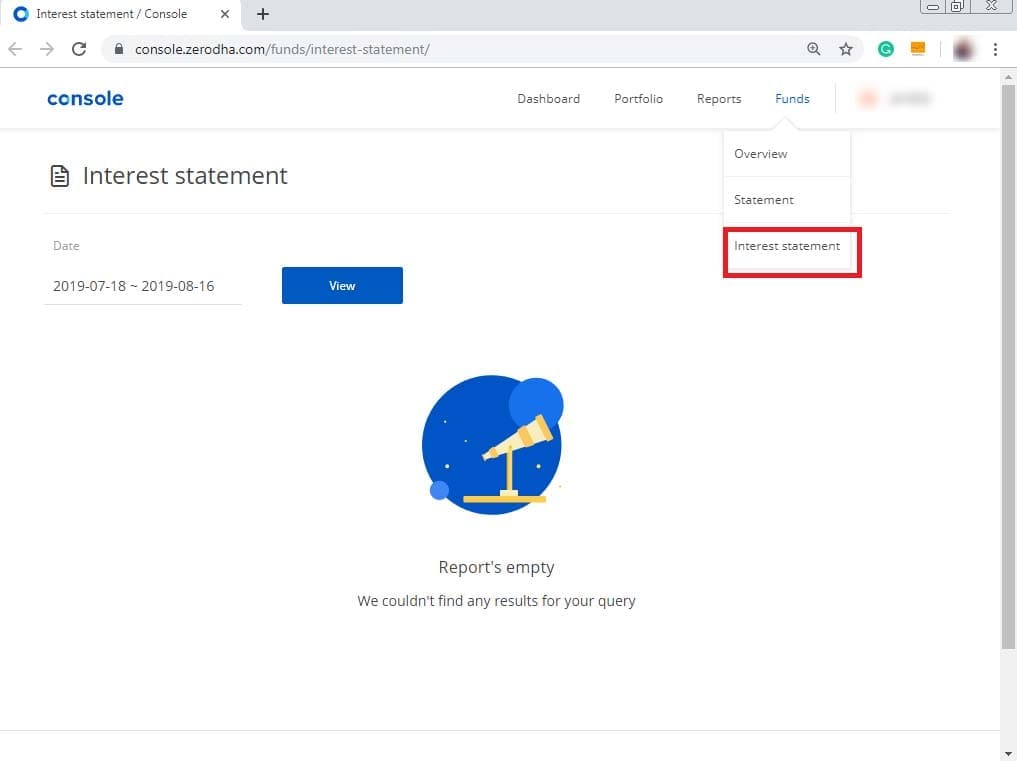 Zerodha Interest statement