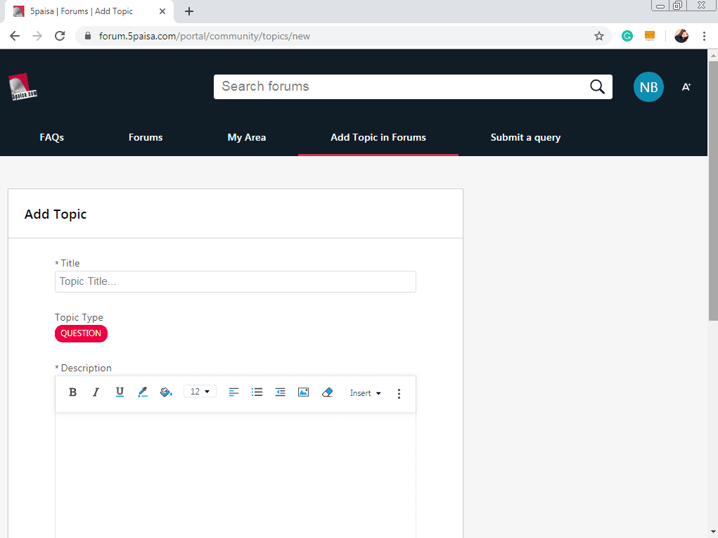 Add topic in forum