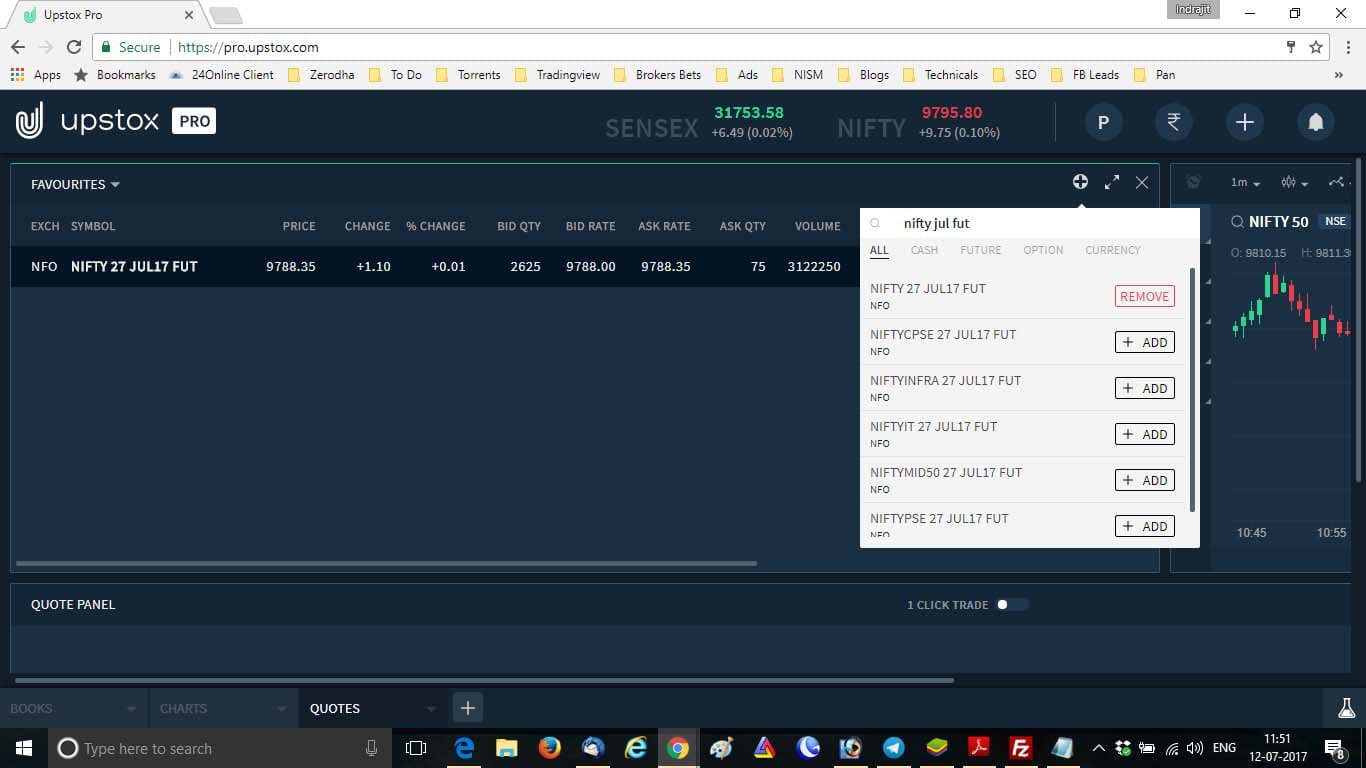 Remove Scrip from Upstox Terminal