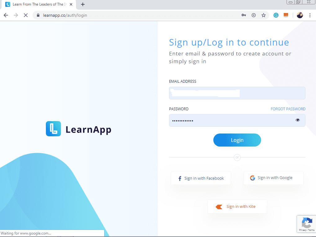 Sign in to Learnapp Courses