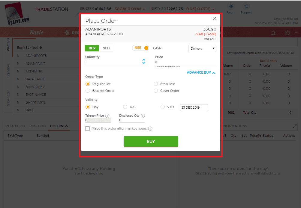 5paisa review order