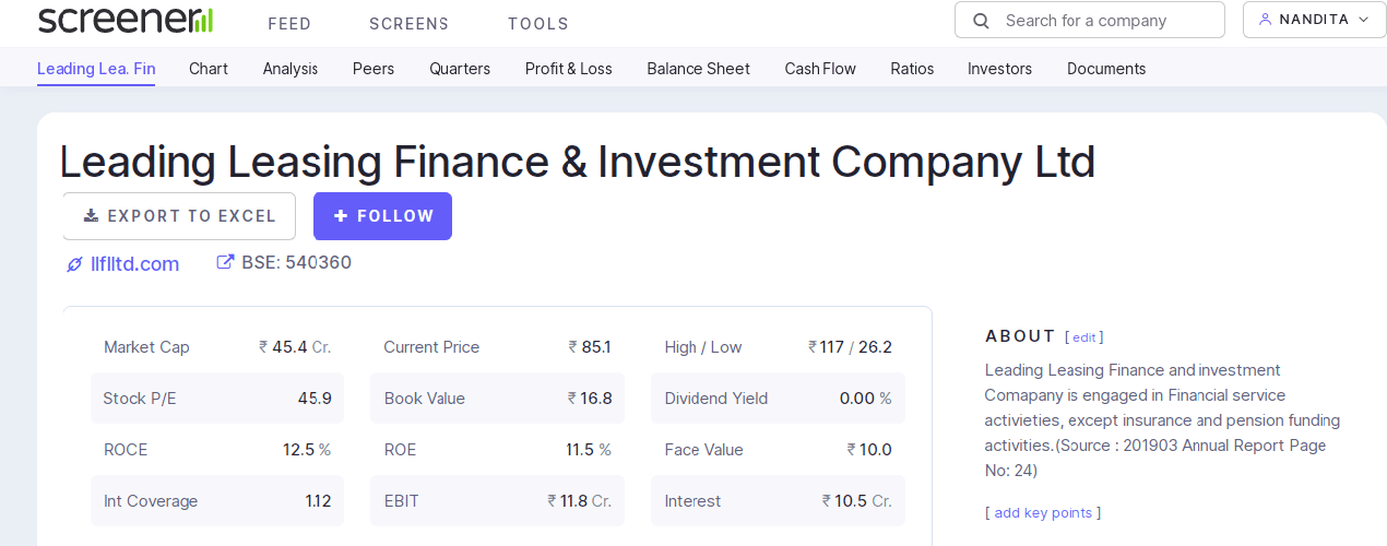 Quaterly chart using fundamental stock analysis