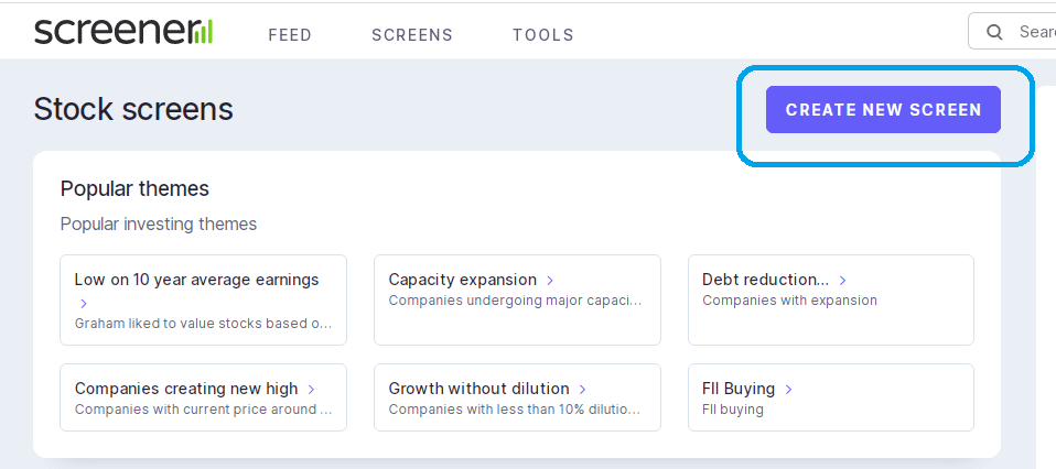 How to creat fundamental screener using screener.in
