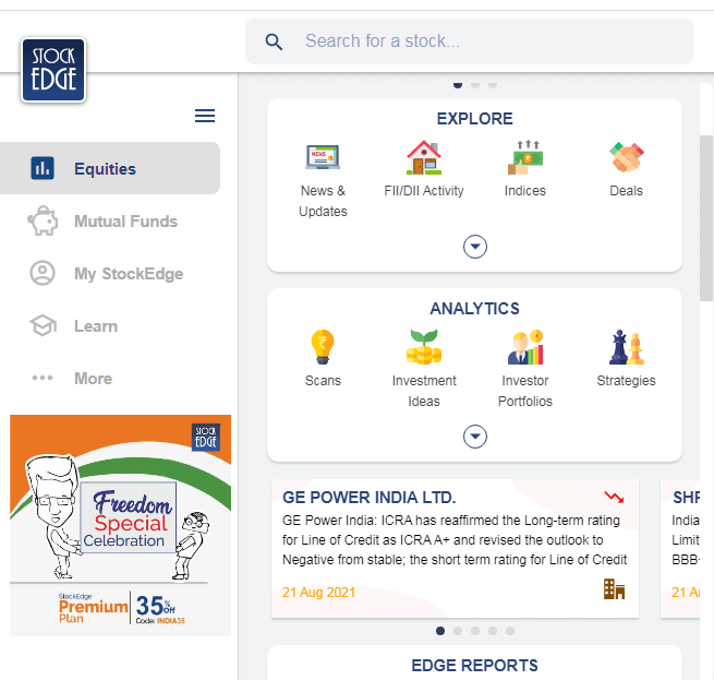 StockEdge Web and Mobile App