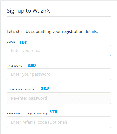Account opening on wazirx.in