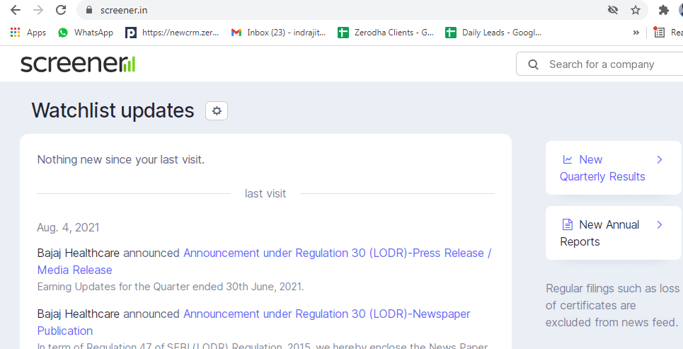 screener.in the efficient website.