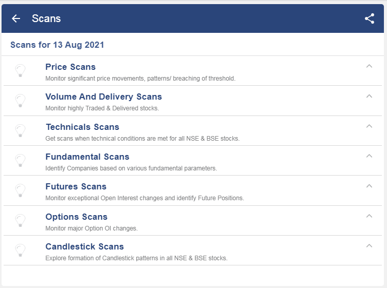 Stockedge web's scanners.