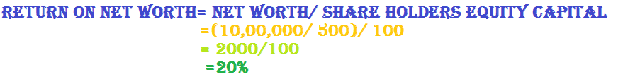 Return on Net Worth Ratio Calculation