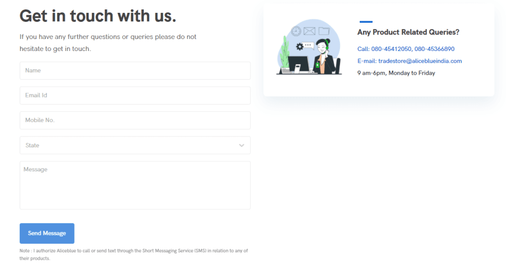 Aliceblue Tradestore contact