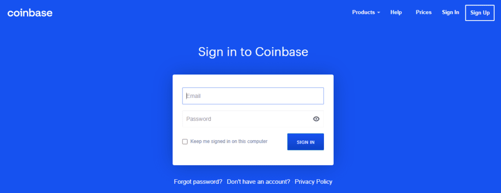 Coinbase login