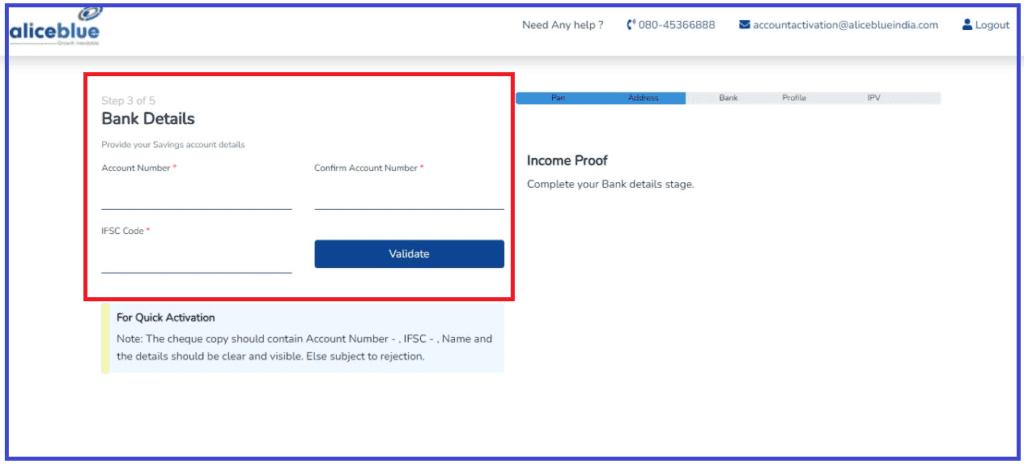 Aliceblue Bank Details