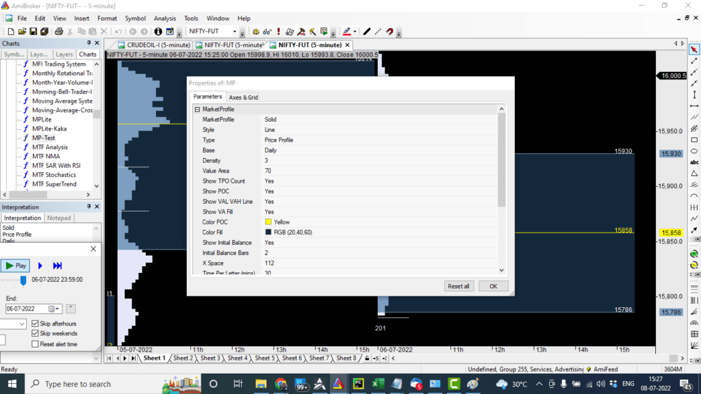 AmiBroker Market Profile Settings