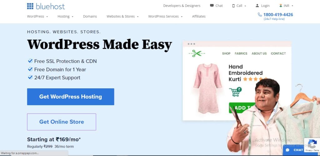 The Bluehost Website