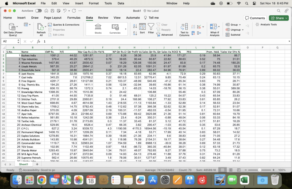 Getting the Best Companies to Invest with MS Excel