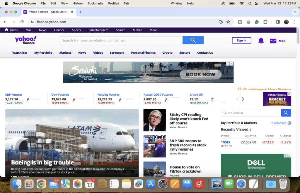 Yahoo Finance Website