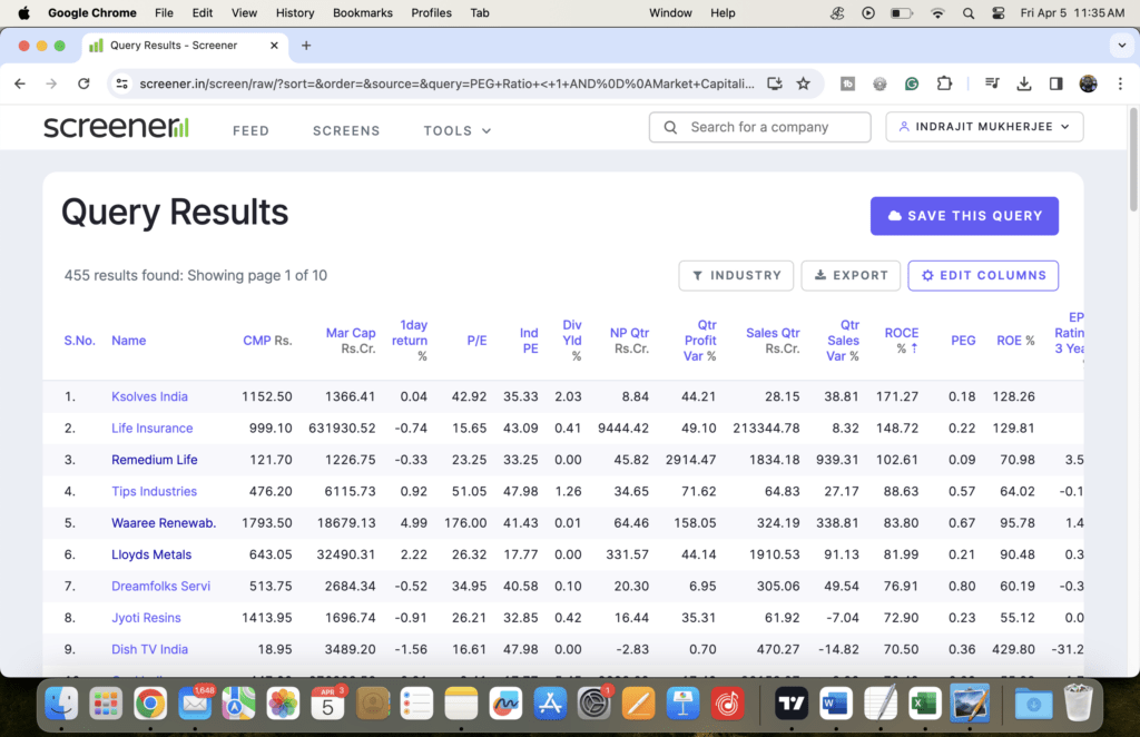 Screen for Good Stocks