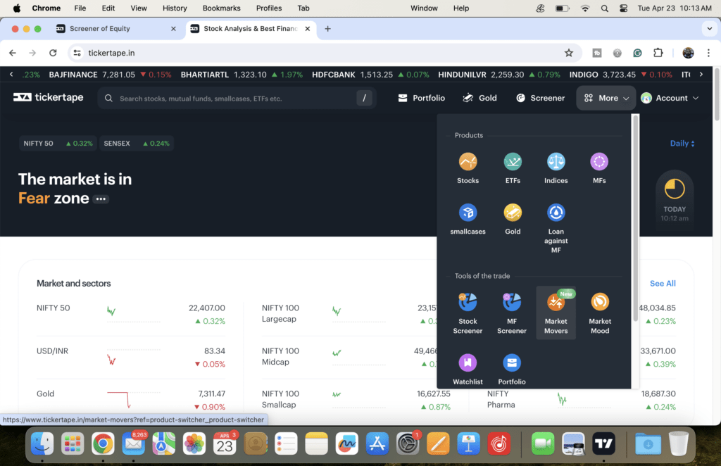 TickerTape Homepage