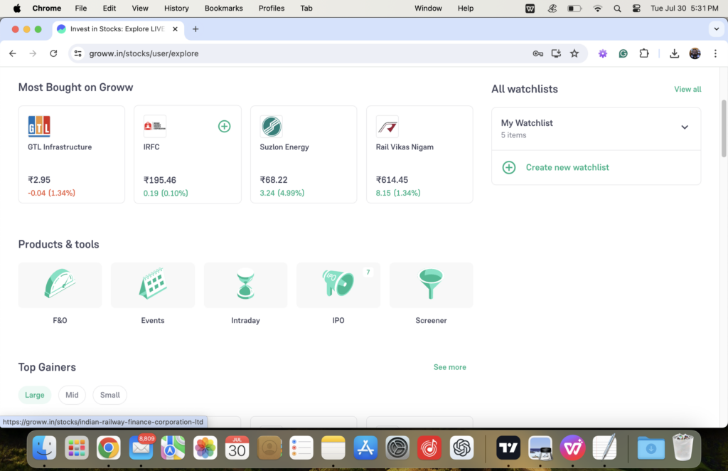 Groww App Dashboard Review