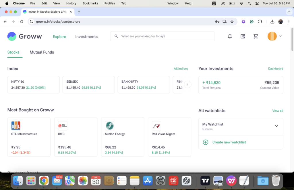 Groww Dashboard