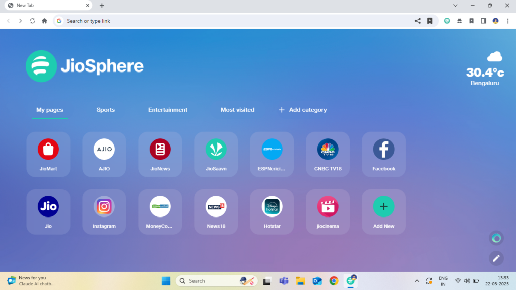 Jio Sphere Browser