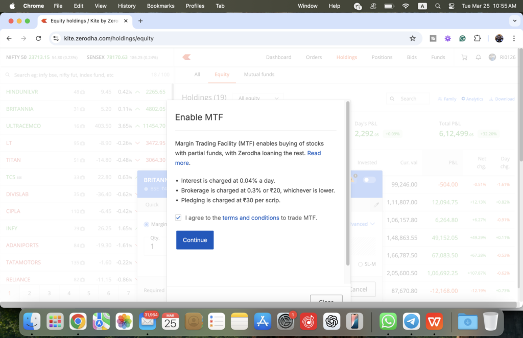Margin Trading Facility in Zerodha