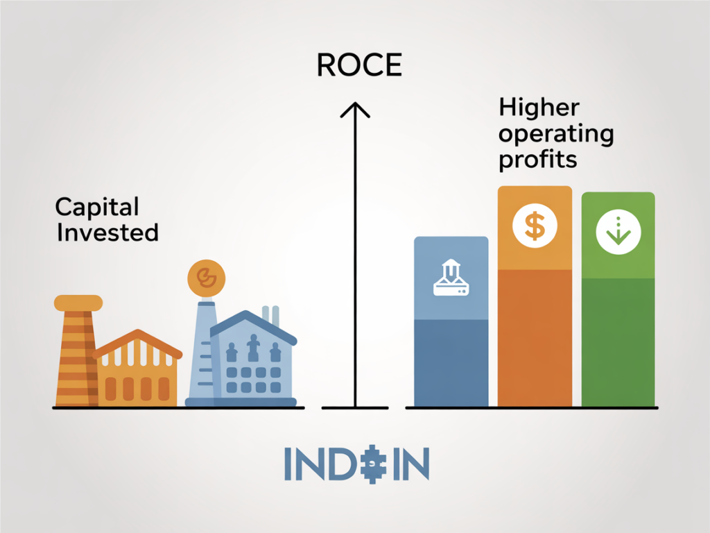 Explanation of ROCE and capital efficiency in Indian stock market investing.