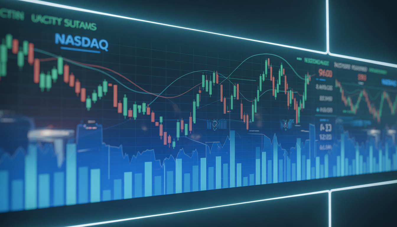 Nasdaq futures live chart showing tech market trends, indicators and trading signals dashboard