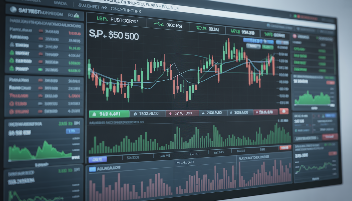S&P 500 futures live chart with market analysis indicators, pivot levels and trading signals